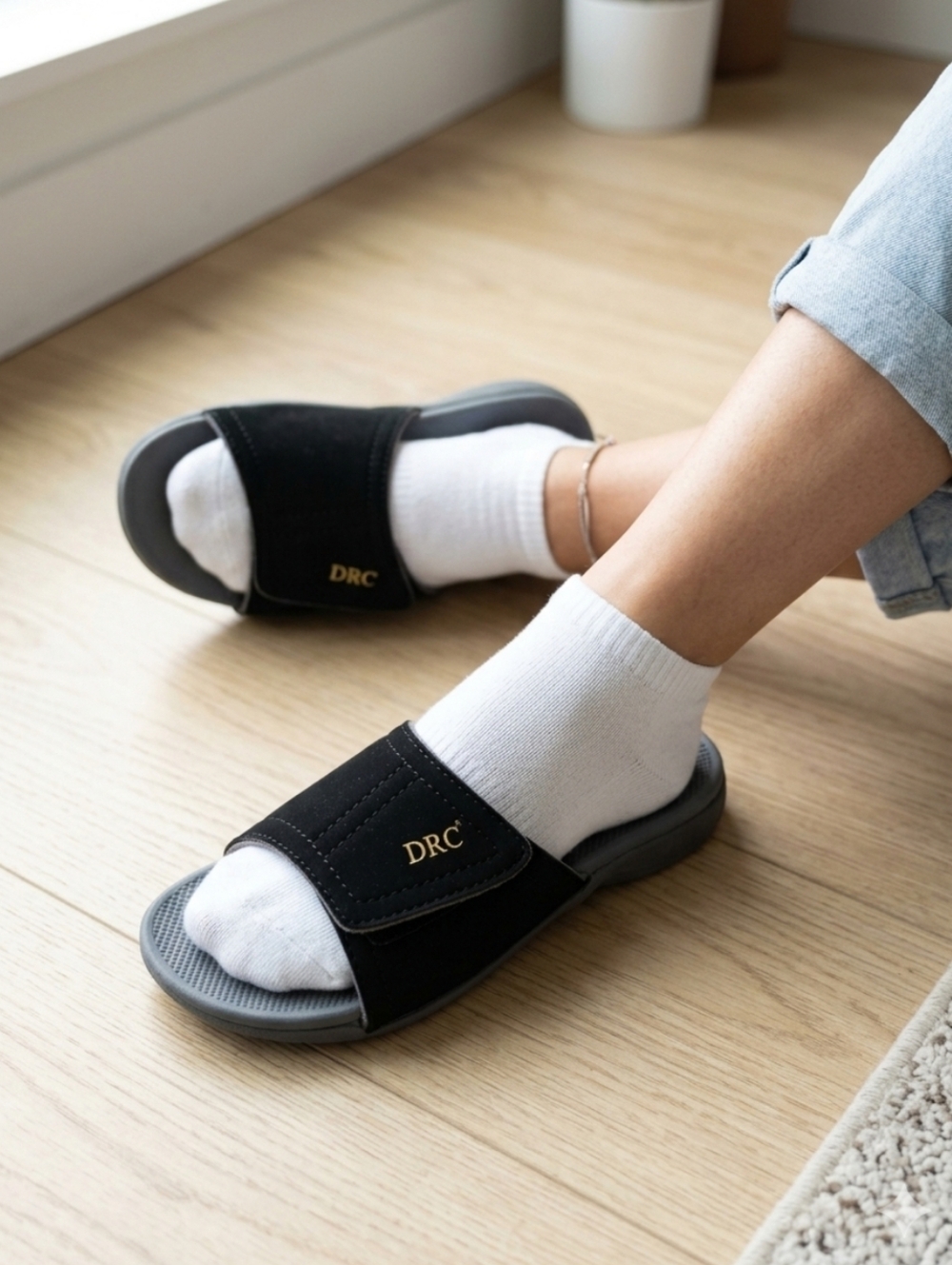 Dr. Comfort Kelly Women's Slide Sandals Black Size 7 Arch Support Cushioned
